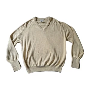 L.L. BEAN V-Neck Cotton Knit Heavy Sweater Sz Large Golden Yellow Pullover USA - Picture 1 of 10