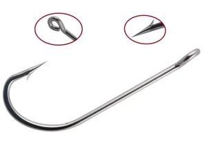 50 ganchos de pesca forjados de caña larga O'shaughnessy acero inoxidable agua salada agua dulce - Imagen 1 de 11