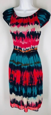 Vestido Milly Tie Dye Seda 4 S Rojo Azul Verde Blanco Rosa Naranja Foto 1 de 4