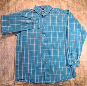 Camisa Ariat Pro Series Para Hombres M Verde Azulado Cuadros Abotonada Manga Larga Vaquero Occidental - Imagen 1 de 11