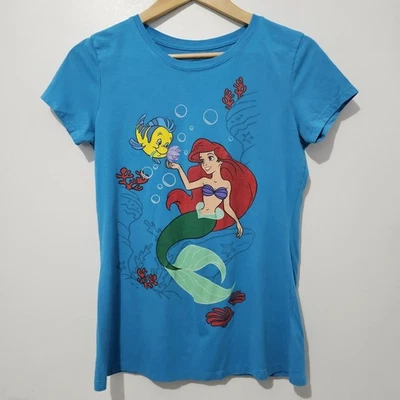 Disney Zappar - Camiseta Sirenita Ariel y Platija - Talla Niñas XL - Azul Foto 1 de 4