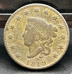 1819 large cent 1c about F porous - Picture 1 of 2