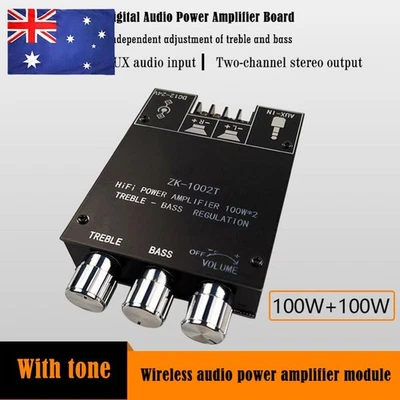 ZK-1002T Bluetooth-Compatible Amplifier HIFI 2.0 Channel 100Wx2 Audio Board - image 1 of 4