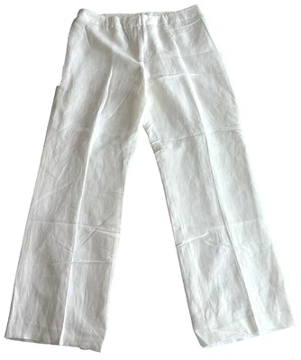 Evan Picone 裤子女式 12P 白色亚麻混纺直筒内衬连衣裙娇小全新带标签 — 第 1/4 张图片