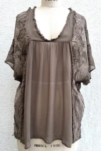 Blusa Top Da-Nang Excedente Bordada Con Cuentas 100% Seda Ligera Transparente GRANDE - Imagen 1 de 24