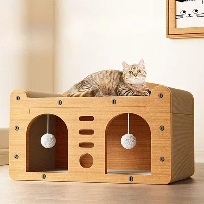 Cat Scratcher House Lounge Bed Hideout Furniture Protector Kitten Toy for Small - Image 1 of 4