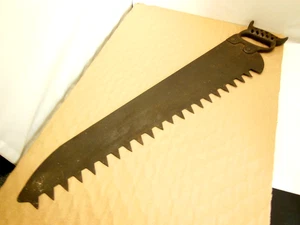 ANTIQUE LARGE CAST IRON OWL HANDLE ICE SAW 26" BLADE - Picture 1 of 11