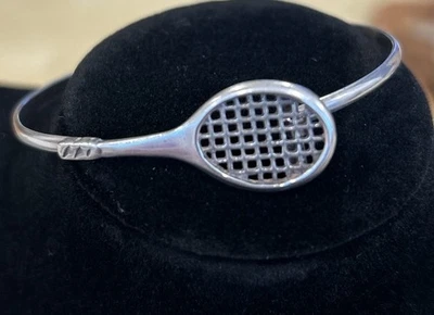 Vintage Sterling Silver Tennis Racket Bracelet 7 1/2" Adjustable - Image 1 of 4