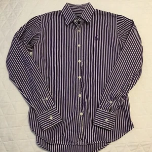 Ralph Lauren Sport Damen lila gestreift klassische Knopfleiste Größe 4 - Bild 1 von 4