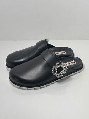 Mocasines Roger Vivier $1200 Slidy de cuero con hebilla de cristal sin respaldo talla 37 Foto 1 de 4