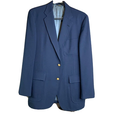 Blazer Linett Ltd. Cullwell & Son masculino 2 botões bolsos azul marinho tamanho M - Imagem 1 de 4