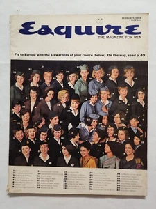 1964 February ESQUIRE Magazine For Men Vintage Fly to Europe Stewardess (MH210) - Foto 1 di 3