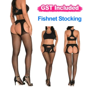 Sexy Thigh High Fishnet Stockings Pantyhose Suspender Garter Belt Tights - Picture 1 of 3