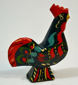 Ostern,Hahn,schwarz-rot, Erzgebirge Holzschnitzerei, bemalt, wohl um 1950 - Bild 1 von 2