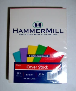 VTG Hammermill 65 lb Bristol Cover Stock 8.5 x 11 - 125 Color Sheets - Picture 1 of 3