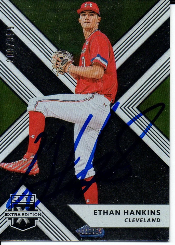 Ethan Hankins Cleveland Indians 2018 Panini Elite Autographed Signed Card - Image 1 of 1