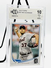 TIGERS Baseball Card Detroit Max Scherzer Bccg 10 Mint Or Better 2013 Topps #37