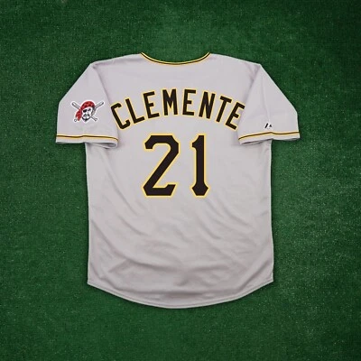 Camiseta de carretera gris para hombre Roberto Clemente Pittsburgh Pirates con parche de equipo Foto 1 de 4