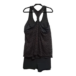 2 Stück Tankini Badeoberteil Jungen Shorts transparent Netz schwarz Strand Pool Reise Bademode - Bild 1 von 16
