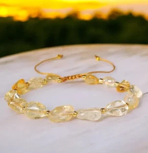 Natural Raw Citrine Copper Beaded Healing Reiki Minimalist Wealthy Bracelet - Picture 1 of 4
