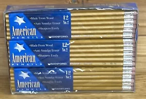 Neu versiegelt 72 USA amerikanisches Holz 2HB Bleistifte mit Radiergummis Sanford PMA zertifiziert - Bild 1 von 15