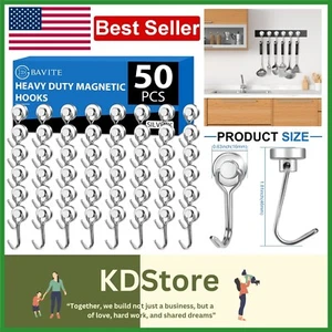 Corrosion-Resistant Magnetic Hooks - 30LBS Capacity, Swivel Design, Silver - Picture 1 of 8