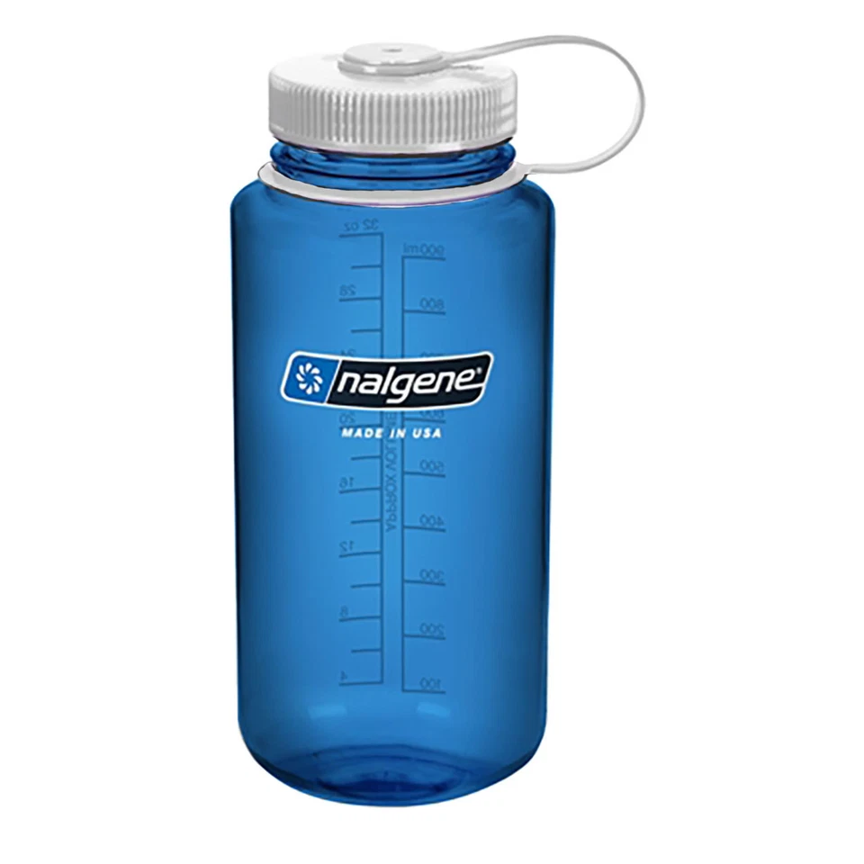 Nalgene 32 oz. Botella de agua de boca ancha, azul con tapa blanca sin BPA Foto 1 de 1