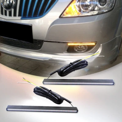 Luz de circulación diurna para automóvil DRL luz antiniebla de señal de giro blanca ámbar Foto 1 de 4