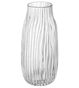 Clear Tall VaseLarge Clear Vases for FlowersH-12.0" Simple Striped Design for... - Picture 1 of 6