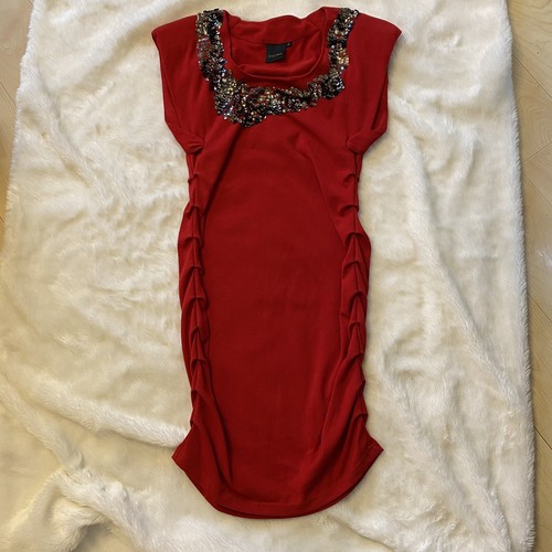 UNDERCOVER SPLENDIDO ABITO ROSSO SEGRETO WEEKEND SPALLINE Paillettes FESTA Taglia S