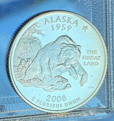 2008-S proof (clad) Alaska quarter; DCAM from mint proof set - Image 1 of 4