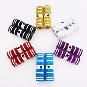 Small Solid Gear Metal Alloy Foot Bike Pegs Black Silver Red Blue UPick 2PC 4PC - Picture 1 of 8