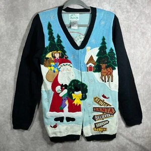 The Quacker Factory Cardigan Sweater Womens Size XS Blue Knit Christmas Holiday - Picture 1 of 10
