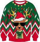 Idgreatim Women Men LED Ugly Christmas Sweaters Funny Pullover Long Sleeve Knitt