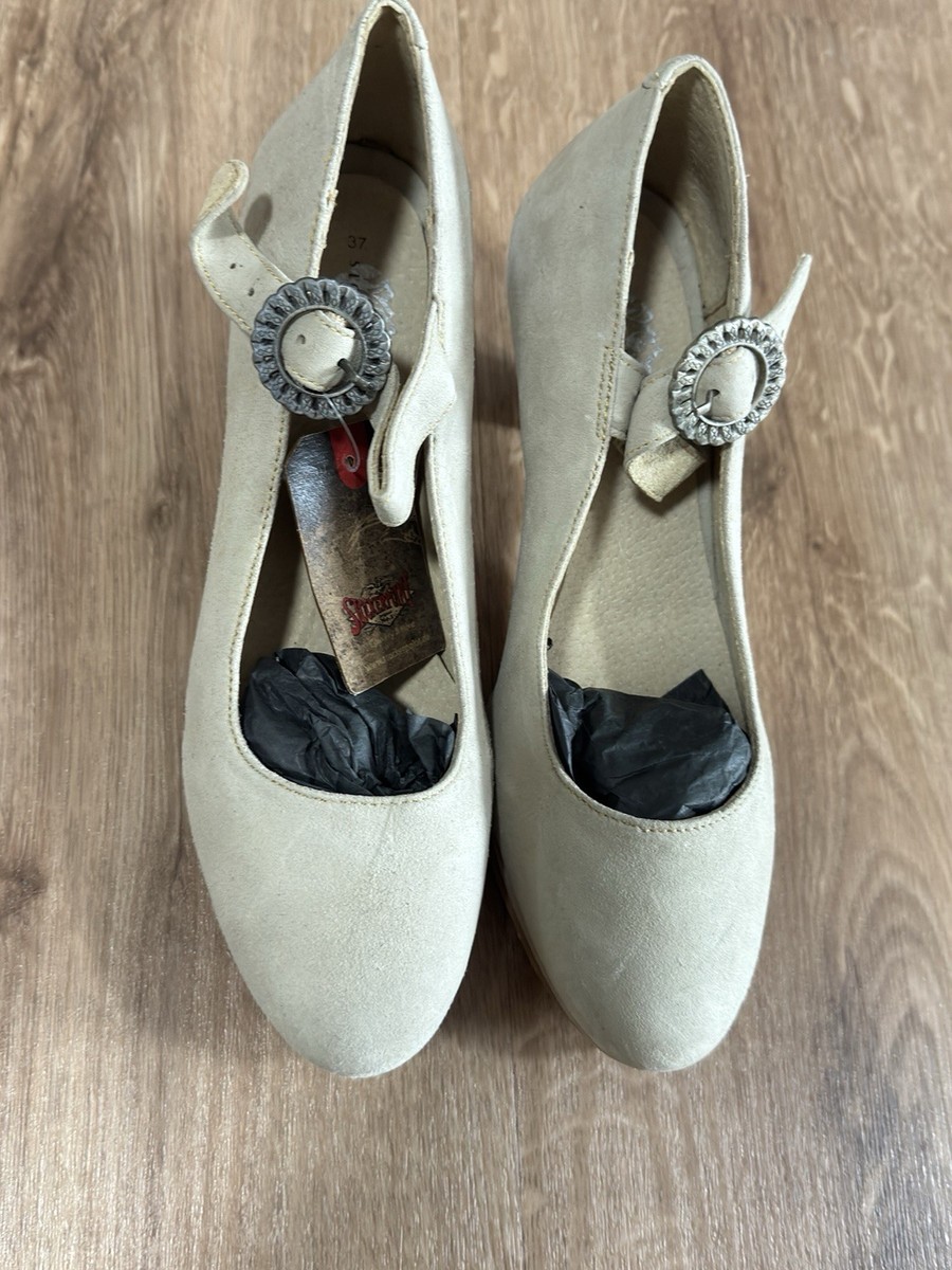 Trachtenschuhe Damen Haferlschuhe - Mary Jane Pumps Mit Blockabsatz Weite H