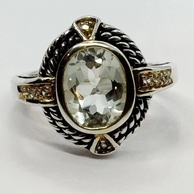 Anillo de cóctel prasiolita simulado estilo diseñador 925 talla 7/gramos 5,5 Foto 1 de 4