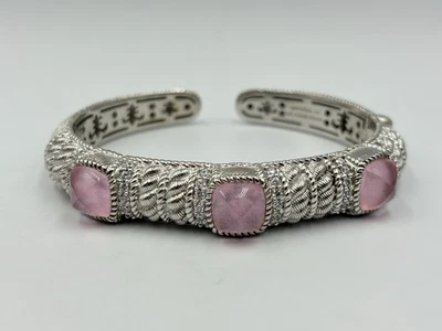Brazalete Judith Ripka Plata de Ley Piedra Rosa Doblete Circonita cúbica Diamonique Foto 1 de 4