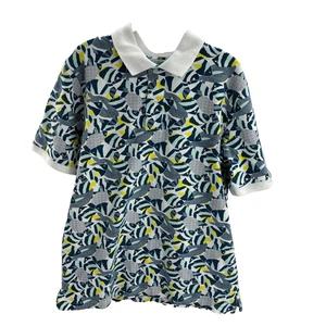 Lands End Mens L Polo Shirt Fish Print Traditional Fit Short Sleeve - Picture 1 of 7