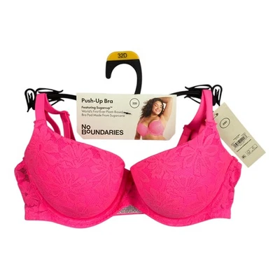 Sujetador push up rosa de encaje sin límites 32D para mujer con copa de azúcar con cable NUEVO Foto 1 de 4