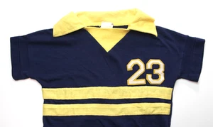 VTG 70s ROB ROY ~STRIPED~ COLLARED RUGBY JERSEY BOYS SZ 7 ~NAVY~ SINGLE STITCH - Picture 1 of 8