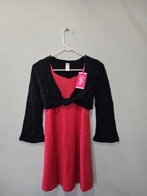 Justice Sequin 2fer Red Dress Girls Size 10 Dress With Cover New  - Image 1 of 4