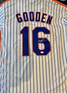 1986 NEW YORK METS DOC DWIGHT GOODEN SIGNED AUTO JERSEY 25TH PATCH JSA RARE ITEM - Picture 1 of 6