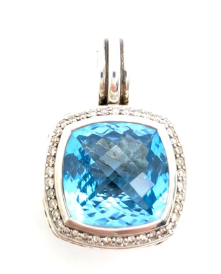 Colgante David Yurman Plata de Ley 925 Topacio Azul Albión Diamante FOX2014 Foto 1 de 4