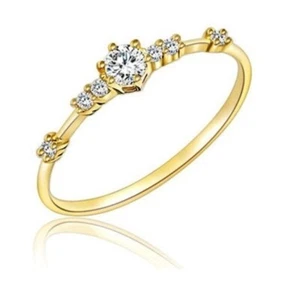Anillo de plata esterlina 0,925 enchapado en oro amarillo y blanco de moda para mujer R001 - Imagen 1 de 10