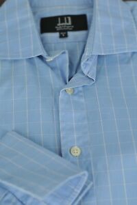 Dunhill Men's Blue  Check Luxury Cotton Dress Shirt 15.5 x 33