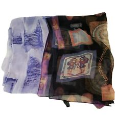 Lot of 2 Women Scarves Purple Assorted design 60 x10 Preowned