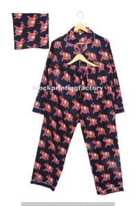 Conjunto de pijama de algodón con estampado de elefante indio para mujer ropa de dormir de verano regalo para mamá - Imagen 1 de 6