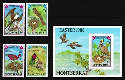 Montserrat Series 1988 Easter Birds MNH aXF Series & Block Z3724 - Image 1 of 4