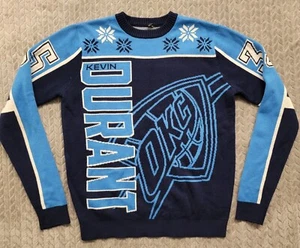 Oklahoma City Thunder Kevin Durant #35 KD Knit Ugly Christmas Sweater L Blue 😊 - Picture 1 of 10