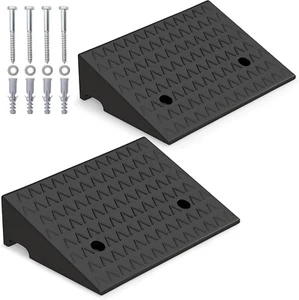 Curb Ramp 2 Pack, 13cm Raised Height Rubber Threshold Ramps Set w/Predrilled - Picture 1 of 9